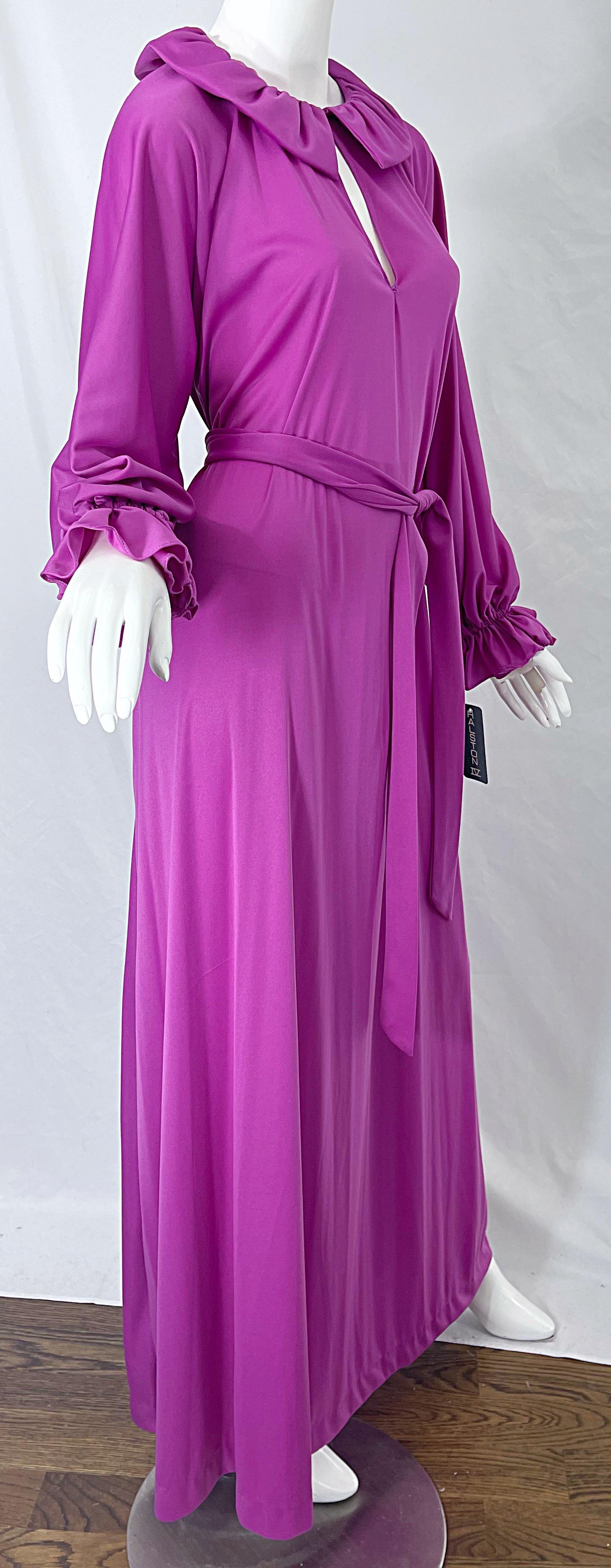 NWT 1970s Halston IV Purple / Pink One Size Fits All Vintage 70s Maxi Dress For Sale 5