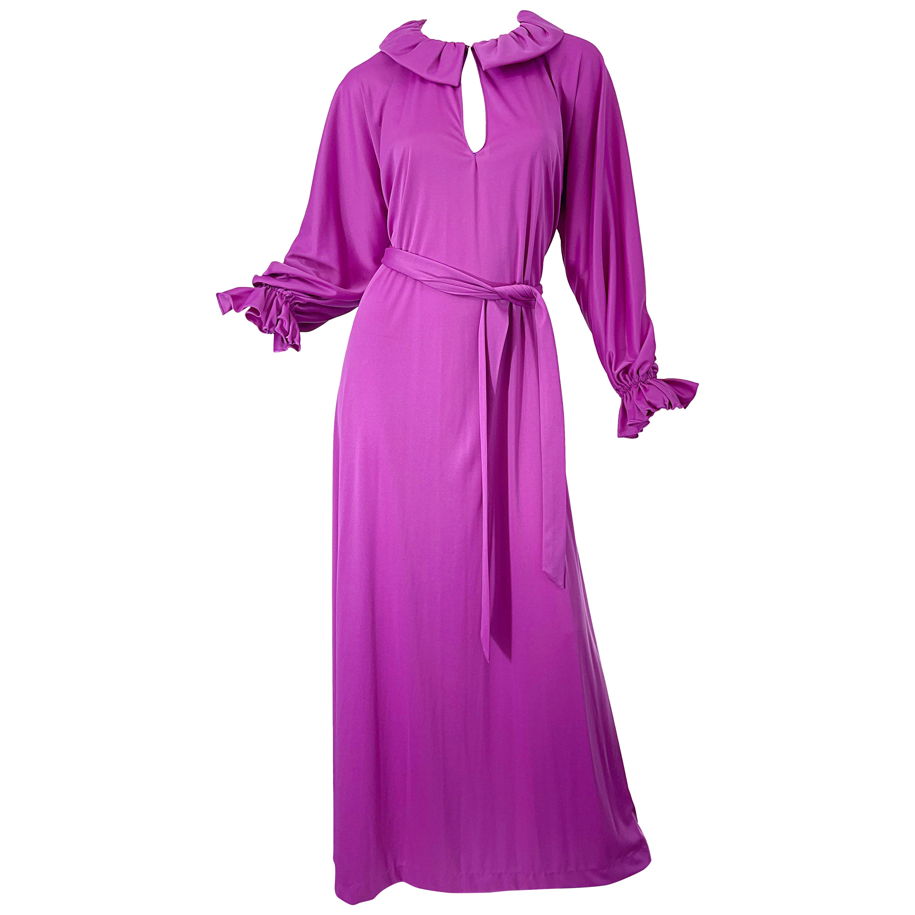 NWT 1970s Halston IV Purple / Pink One Size Fits All Vintage 70s Maxi Dress