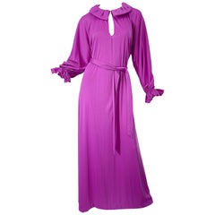 NWT 1970s Halston IV Purple / Pink One Size Fits All Vintage 70s Maxi Dress