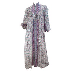 NWT 1970s Raksha of Hindimp London Seta Chiffon Indiano Boho Maxi Vestito Spolverino