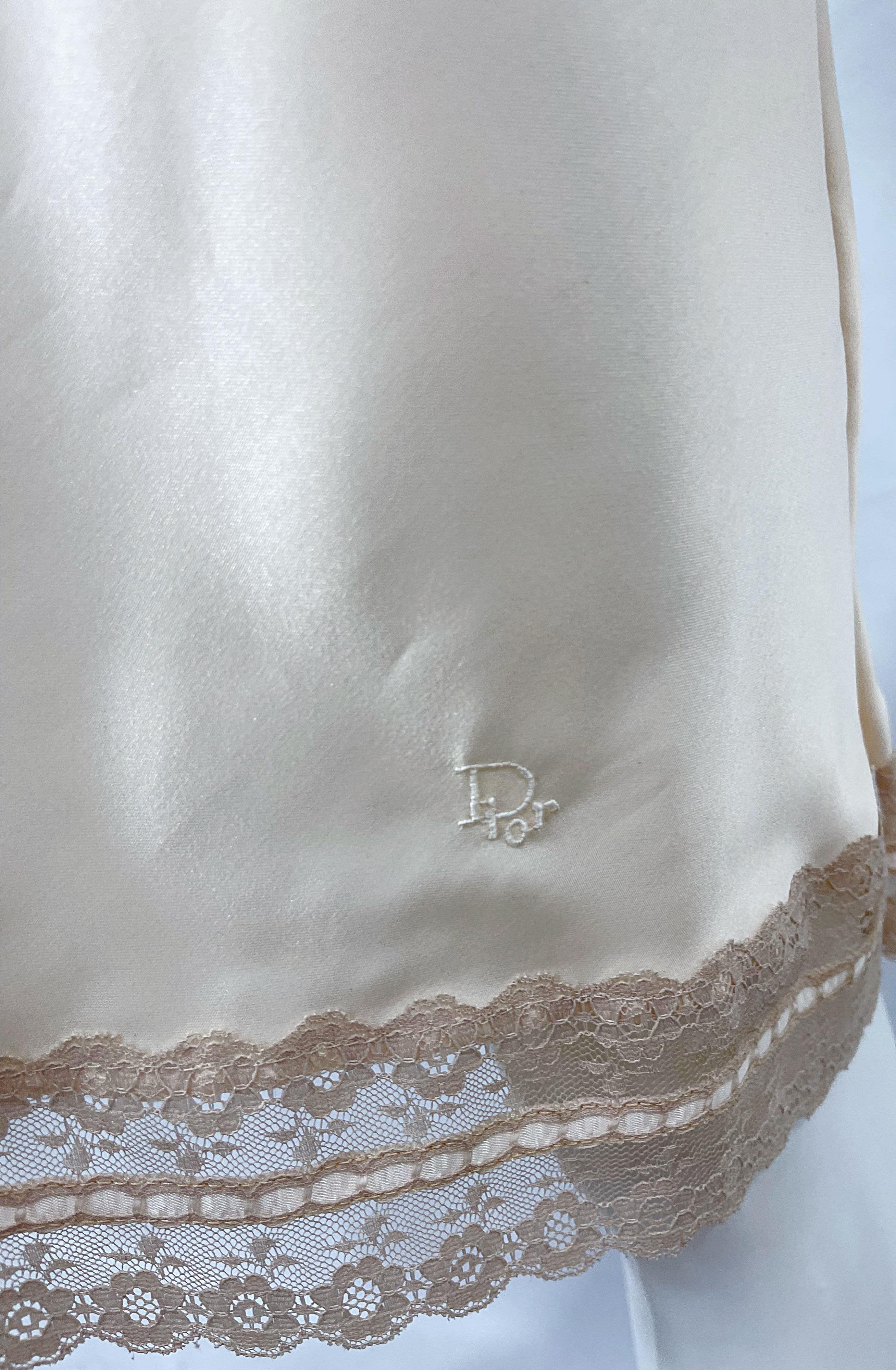 NWT 1980s Christian Dior Ivory Satin Lace Three Piece Cami 80s Lingerie PJ Set  For Sale 2