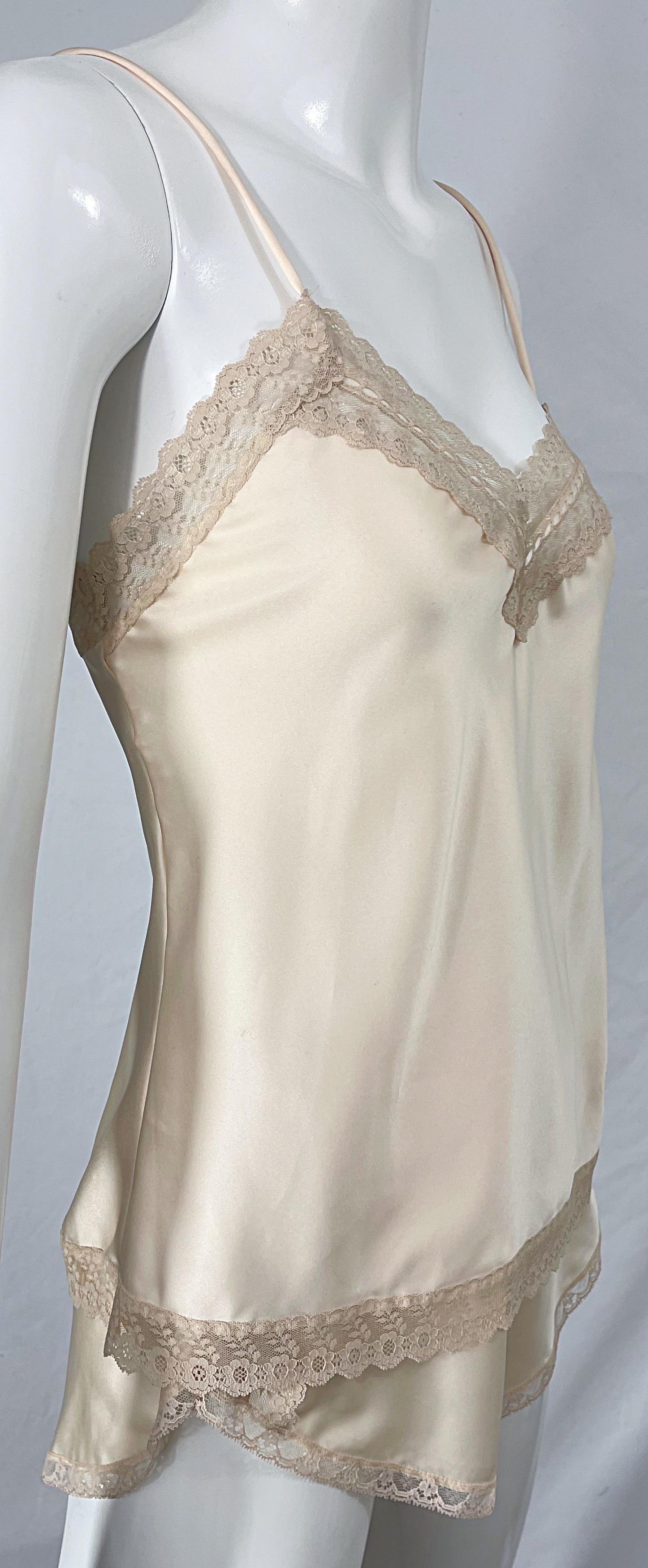NWT 1980s Christian Dior Ivory Satin Lace Three Piece Cami 80s Lingerie PJ Set  For Sale 8