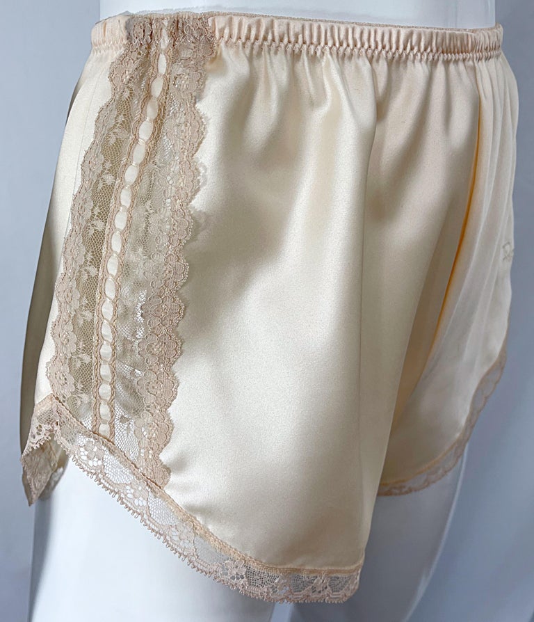 Ivory White Sexy Satin Lace Cami Set French Knickers Negligee