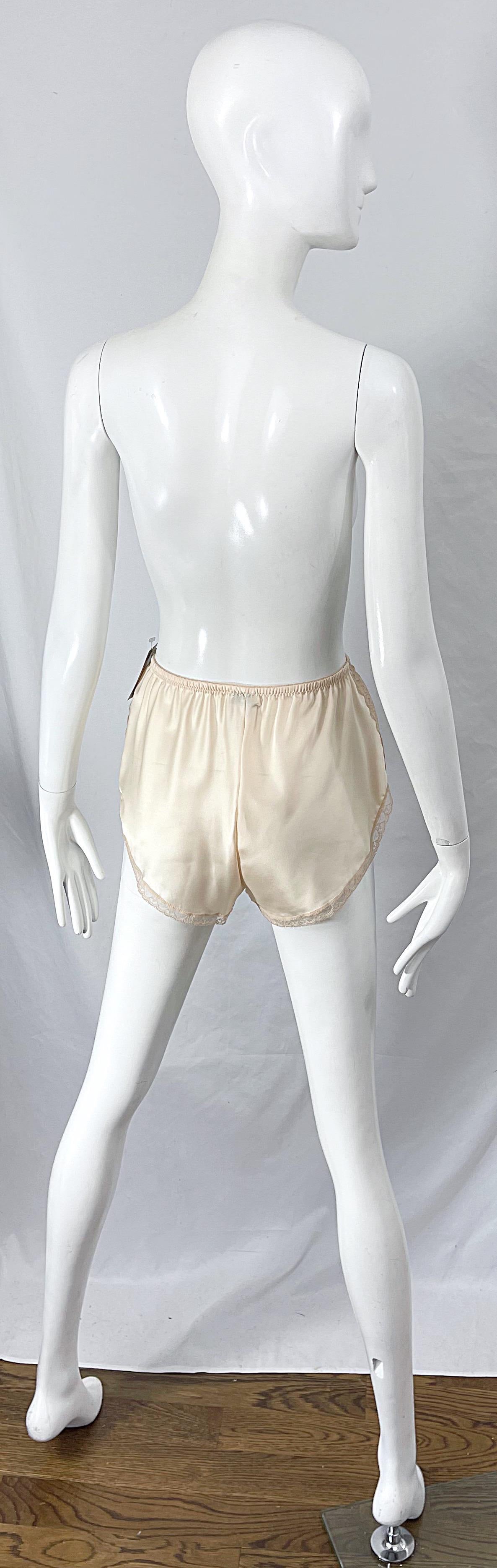 NWT 1980s Christian Dior Ivory Satin Lace Three Piece Cami 80s Lingerie PJ Set  For Sale 1