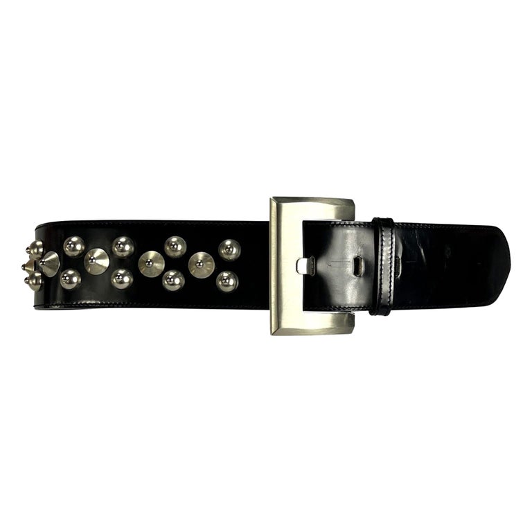 NWT 1980s Gianni Versace Black Oversized Studded Waist Belt  display picture 1