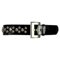 NWT 1980 Gianni Versace Black Oversized Studded Waist Belt (ceinture cloutée surdimensionnée)