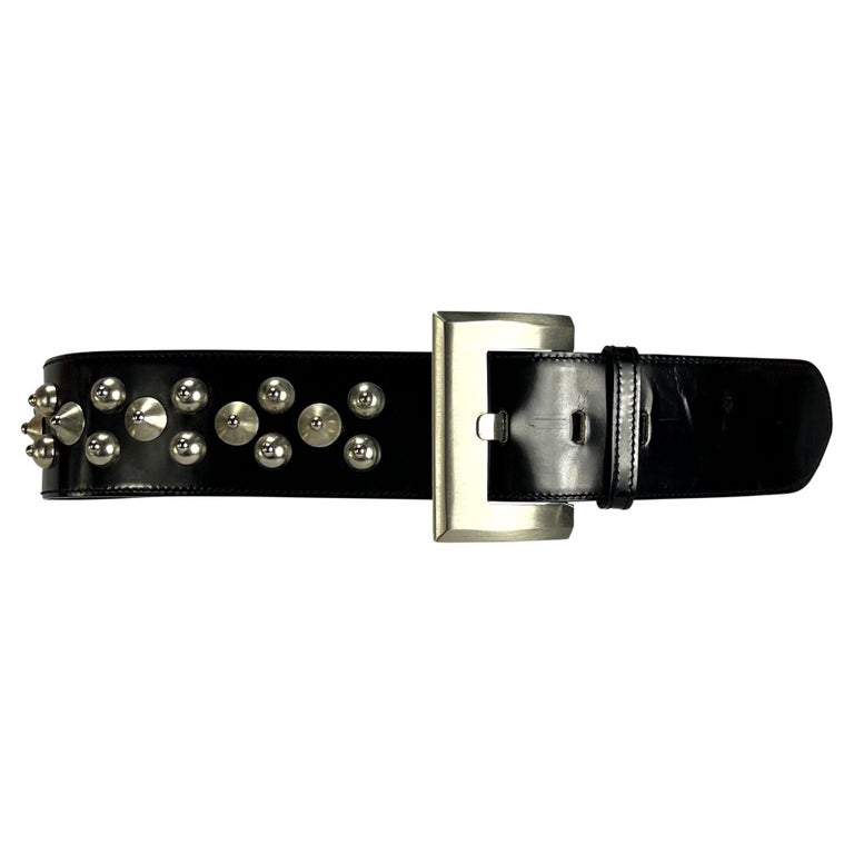 NWT 1980s Gianni Versace Black Oversized Studded Waist Belt For Sale at ...