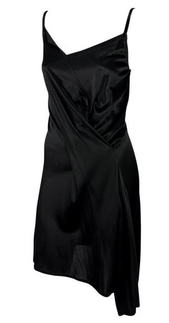 NWT 1990s Ann Demeulemeester Schwarz Viskose Asymmetrisch Wrap-Style Kleid