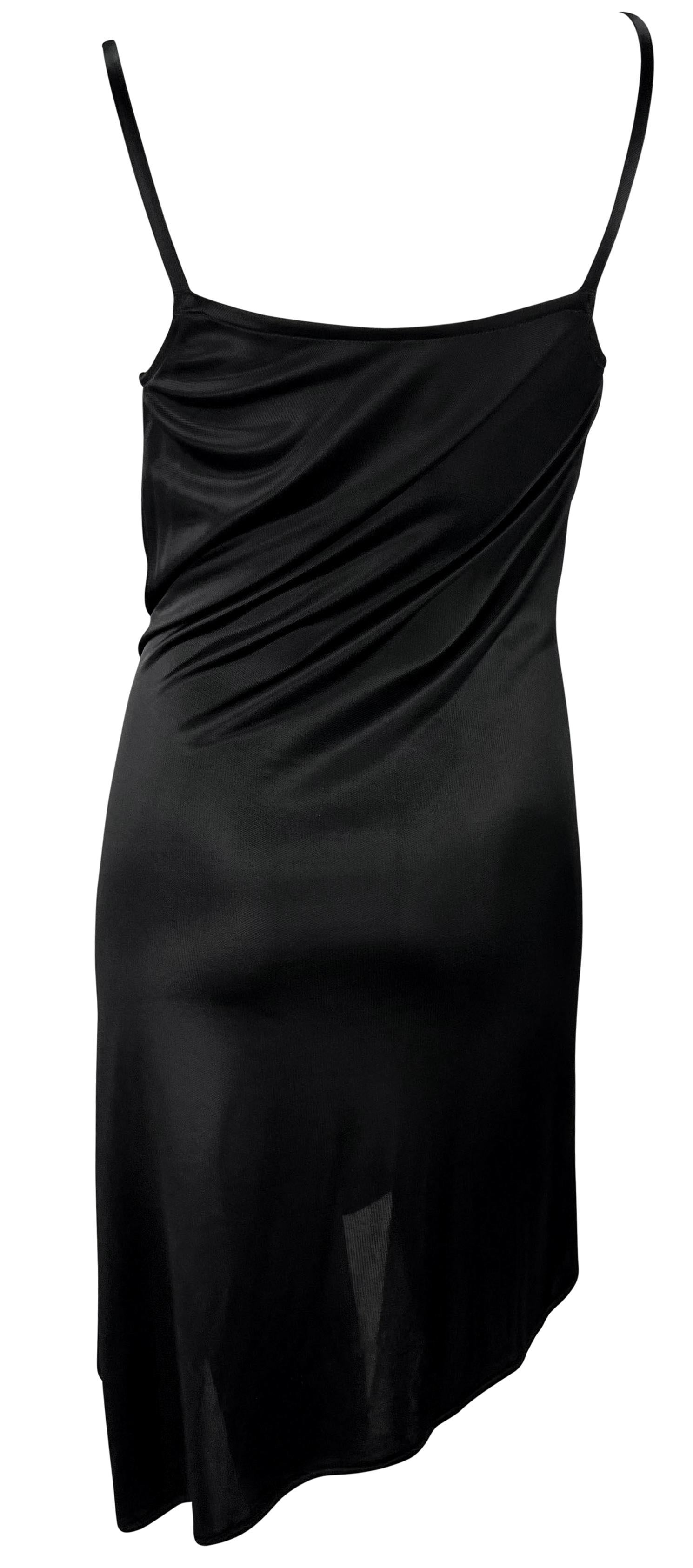 NWT 1990s Ann Demeulemeester Schwarz Viskose Asymmetrisch Wrap-Style Kleid Damen im Angebot