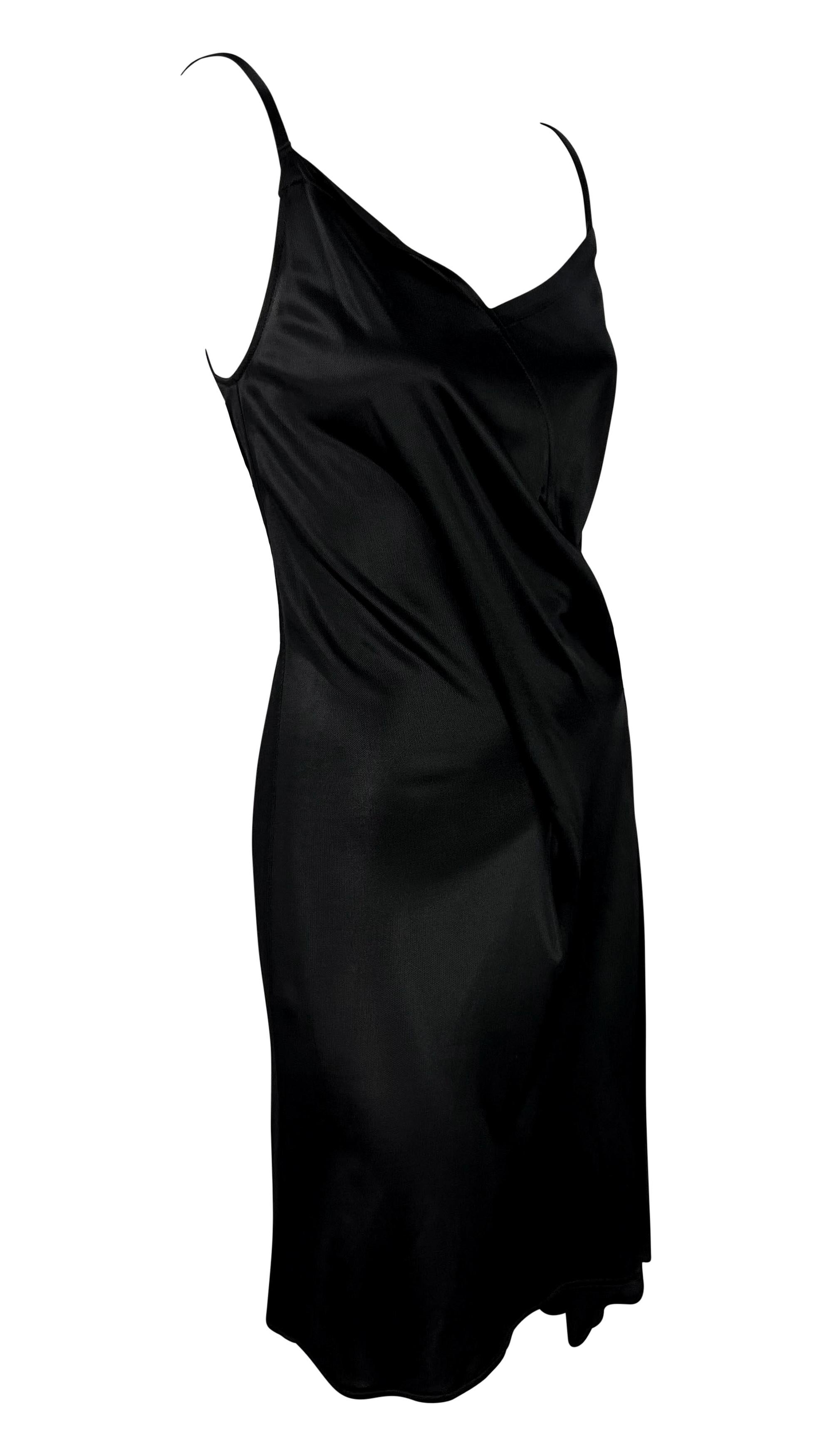 NWT 1990s Ann Demeulemeester Schwarz Viskose Asymmetrisch Wrap-Style Kleid im Angebot 2
