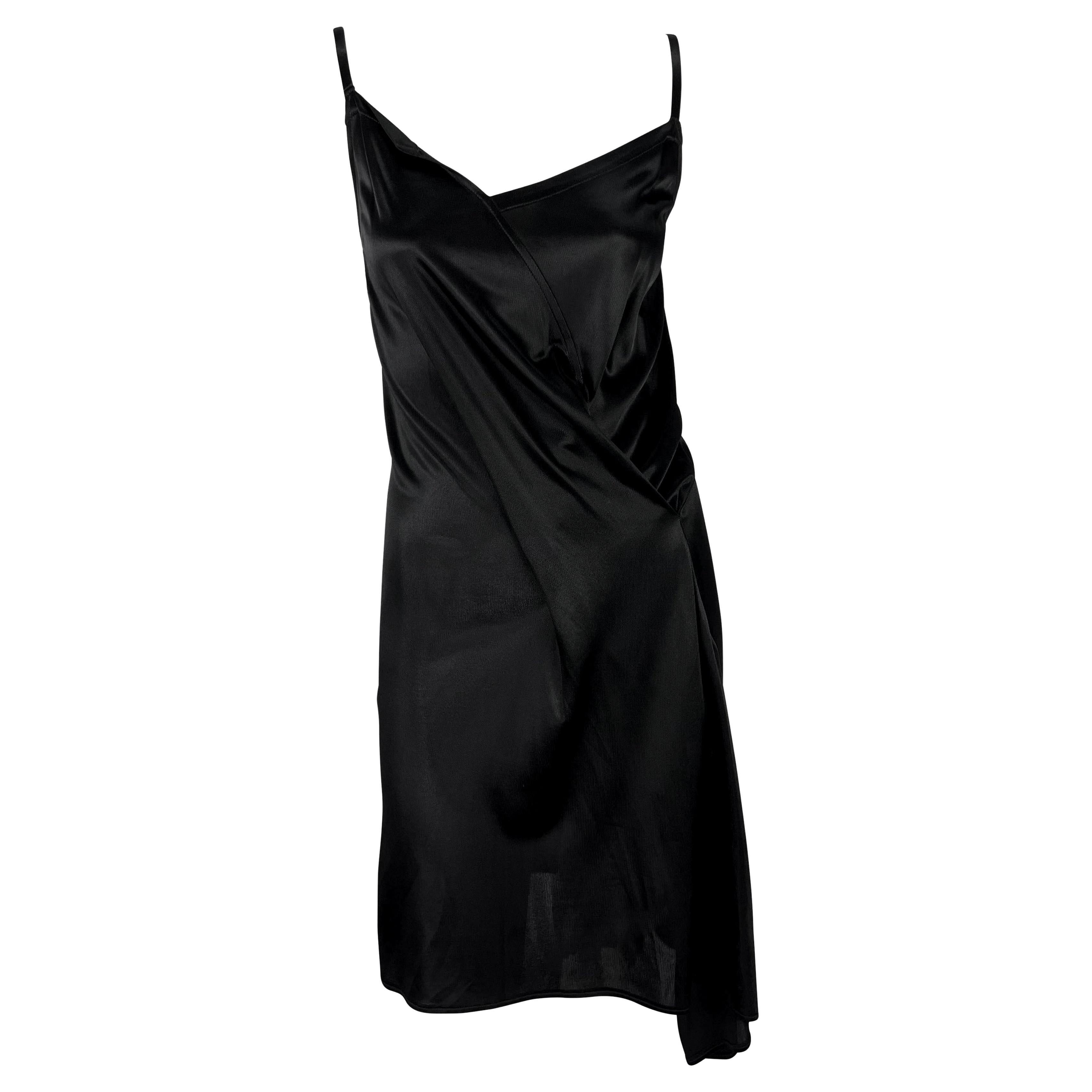 NWT 1990s Ann Demeulemeester Schwarz Viskose Asymmetrisch Wrap-Style Kleid im Angebot