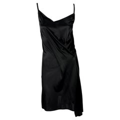 NWT 1990s Ann Demeulemeester Schwarz Viskose Asymmetrisch Wrap-Style Kleid