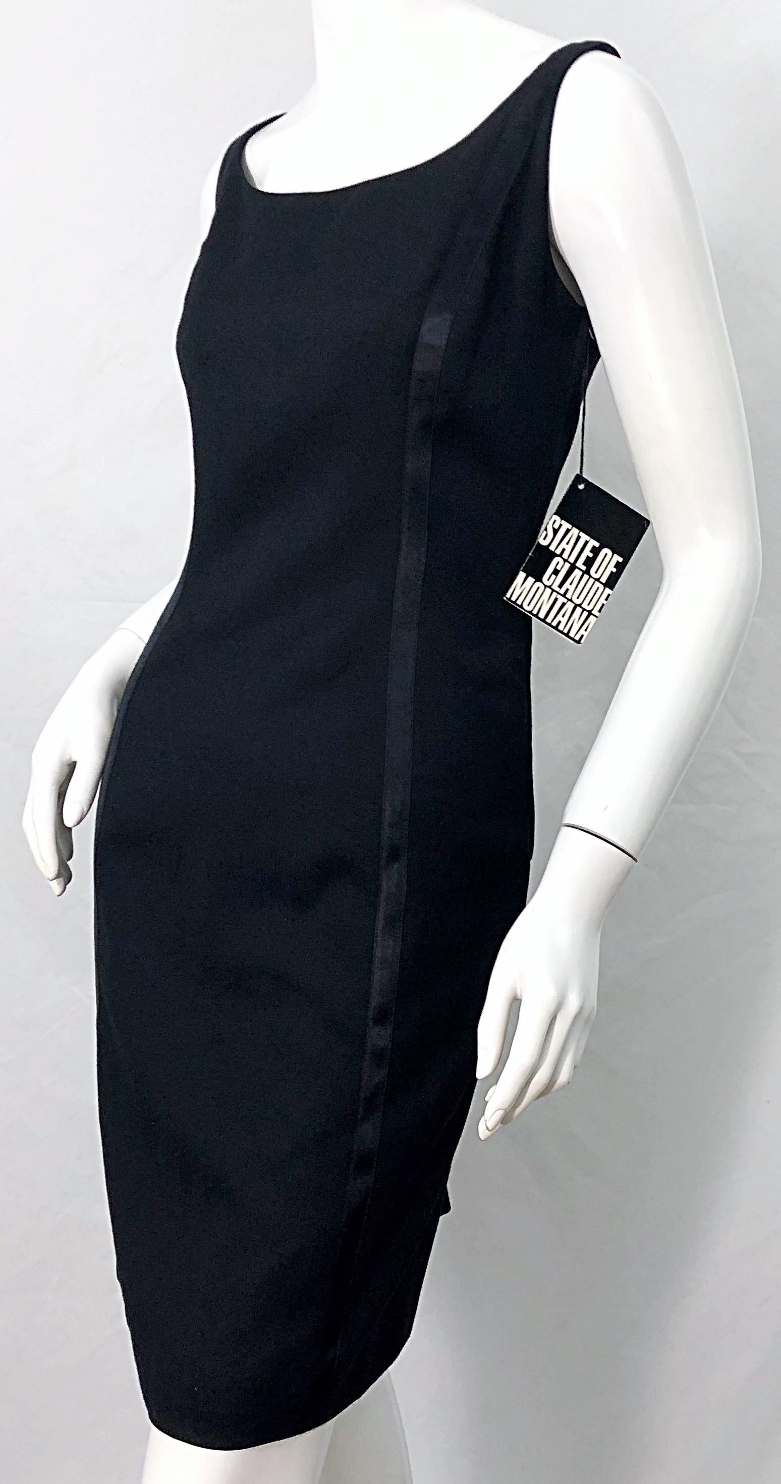 NWT 1990s Claude Montana Size 6 Vintage 90s Sleeveless Little Black Dress  For Sale 3