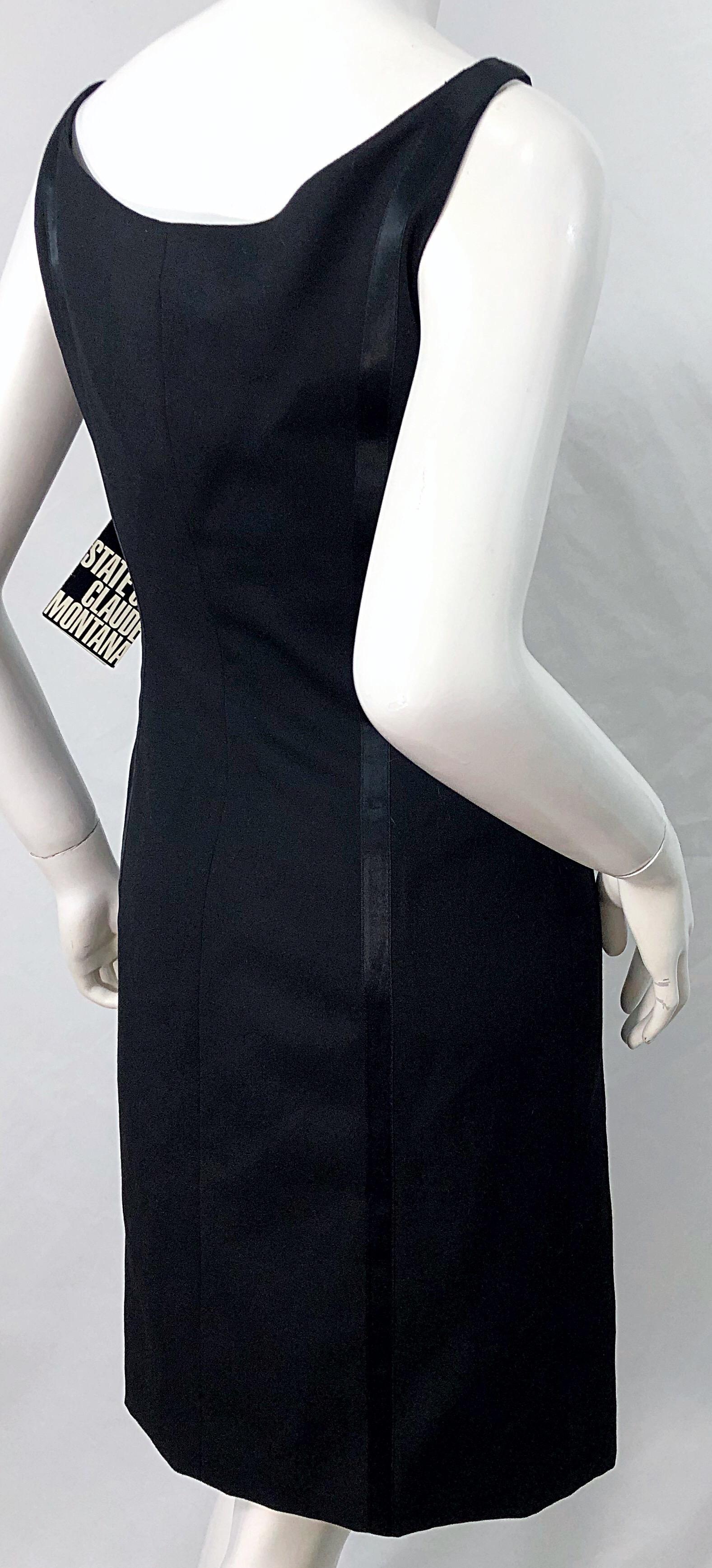 NWT 1990s Claude Montana Size 6 Vintage 90s Sleeveless Little Black Dress  For Sale 4