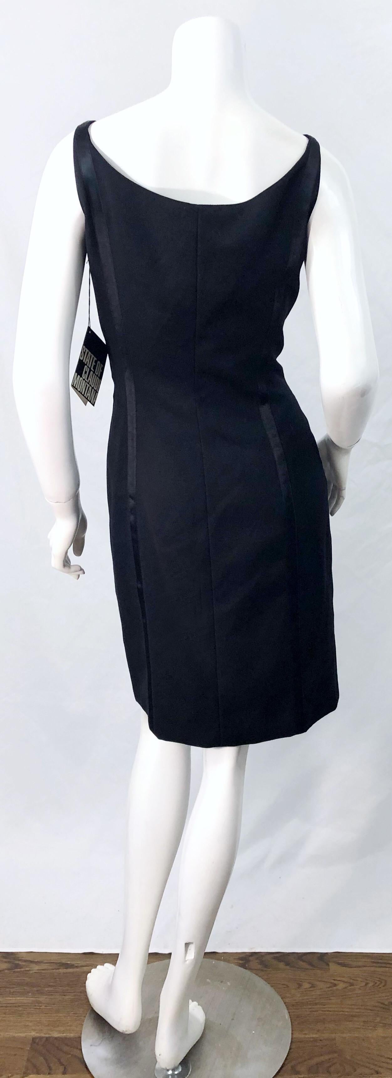 NWT 1990s Claude Montana Size 6 Vintage 90s Sleeveless Little Black Dress  For Sale 6