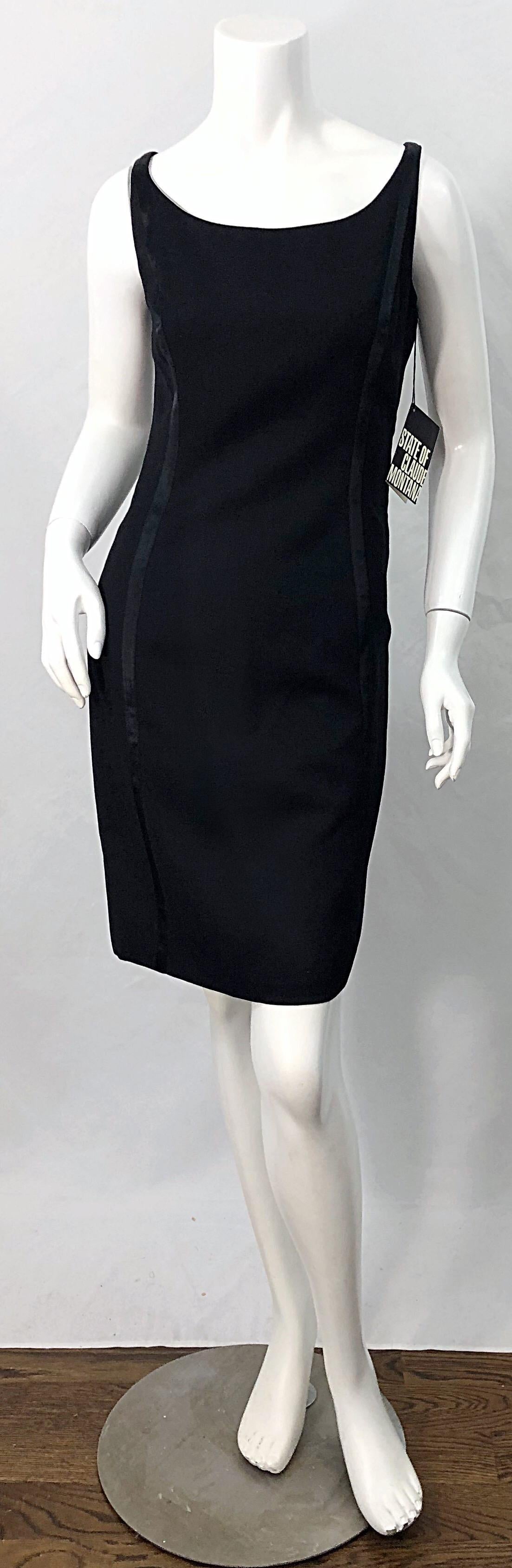 NWT 1990s Claude Montana Size 6 Vintage 90s Sleeveless Little Black Dress  For Sale 7