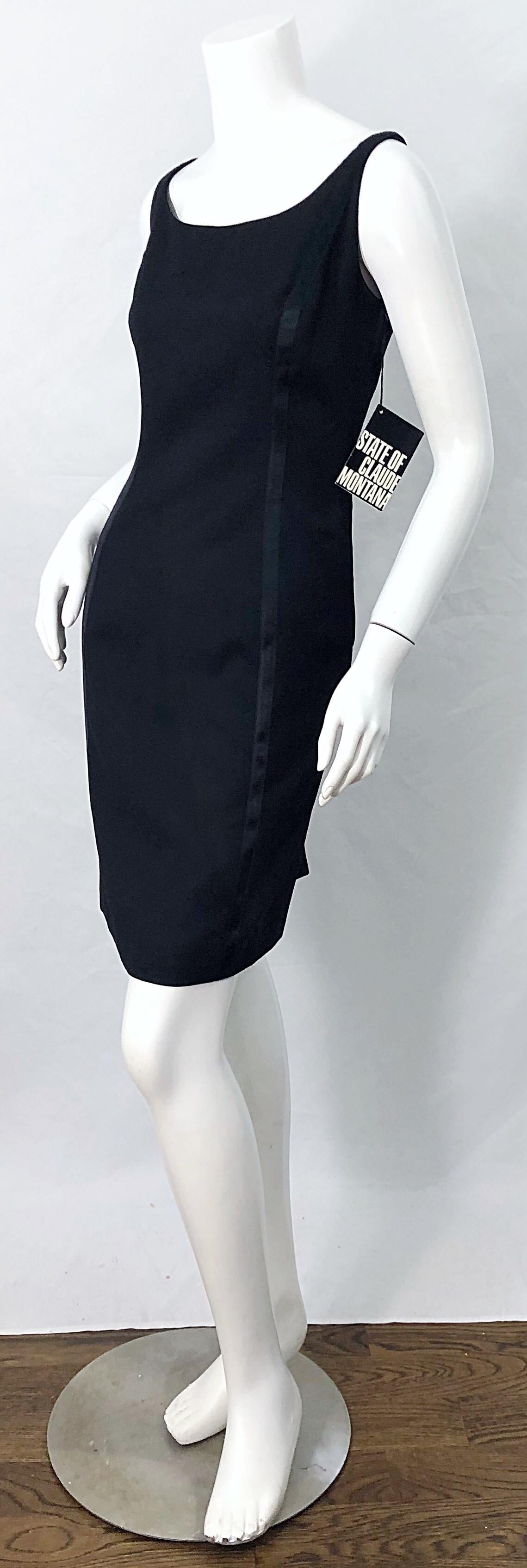 NWT 1990s Claude Montana Size 6 Vintage 90s Sleeveless Little Black Dress  In New Condition For Sale In San Diego, CA