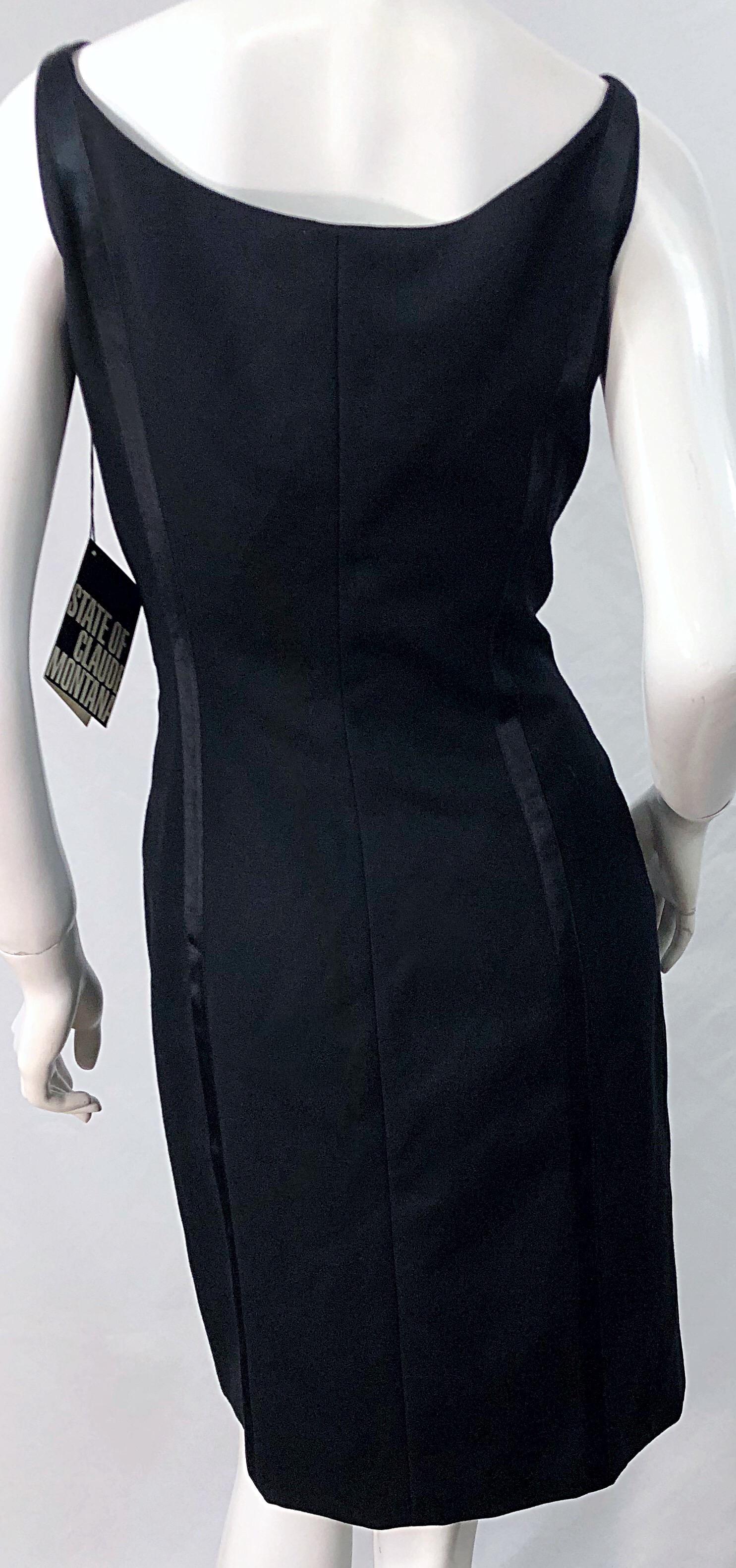 Women's NWT 1990s Claude Montana Size 6 Vintage 90s Sleeveless Little Black Dress  For Sale