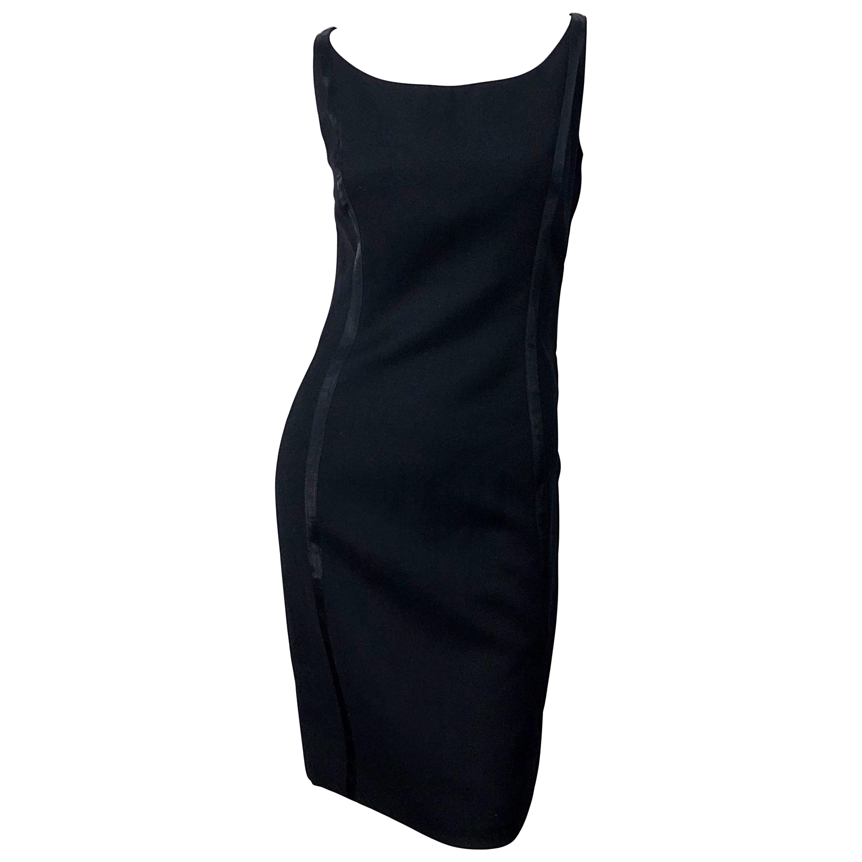 NWT 1990s Claude Montana Size 6 Vintage 90s Sleeveless Little Black Dress  For Sale