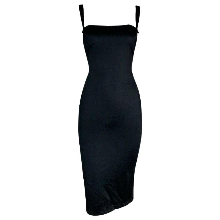NWT 1990's Dolce & Gabbana Black Bodycon Velcro Closures Wiggle Dress