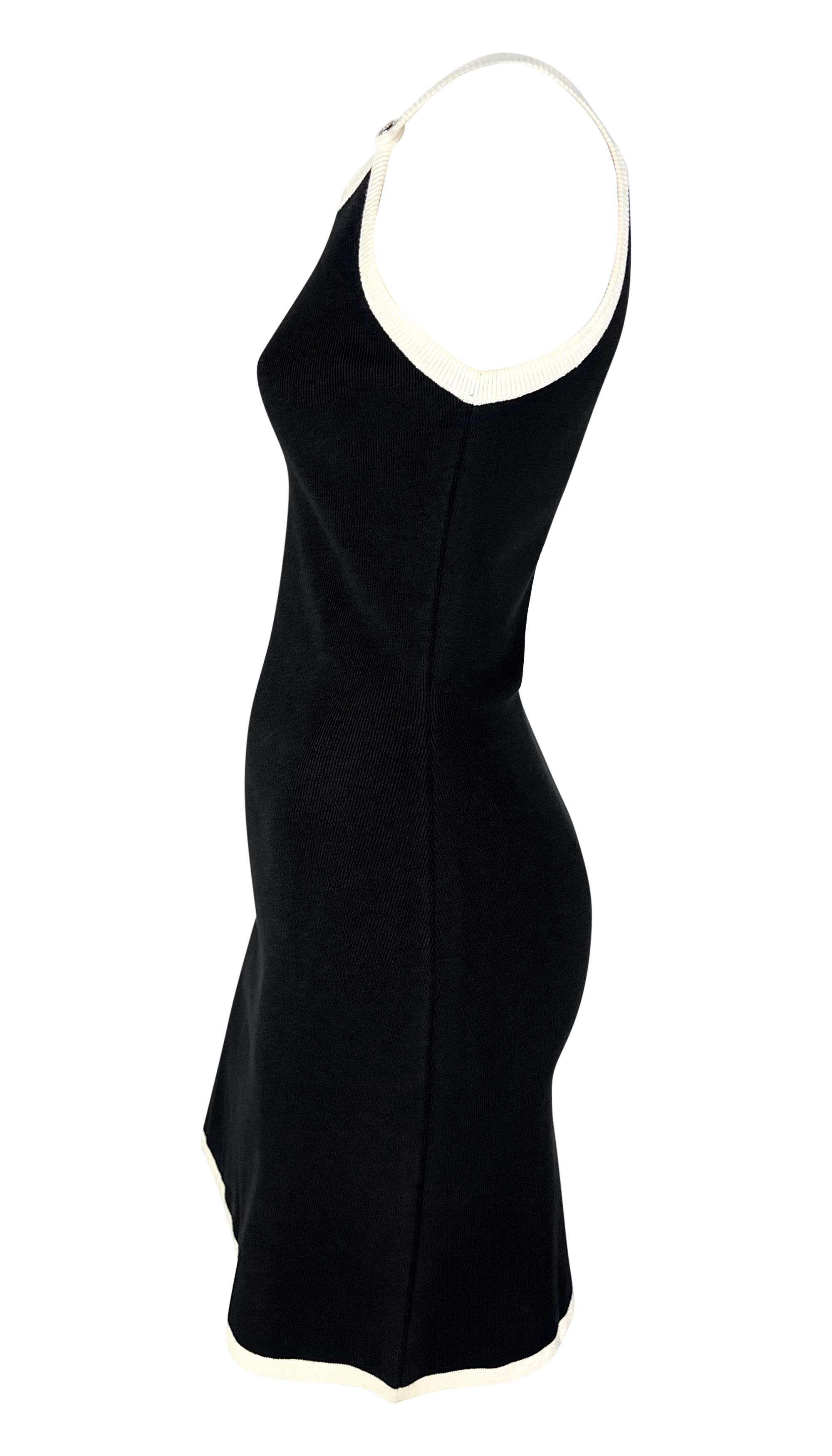 NWT 1990 Dolce & Gabbana Mini Vestido de punto sin mangas Bodycon con ribetes blancos y negros en Excelente Estado en West Hollywood, CA