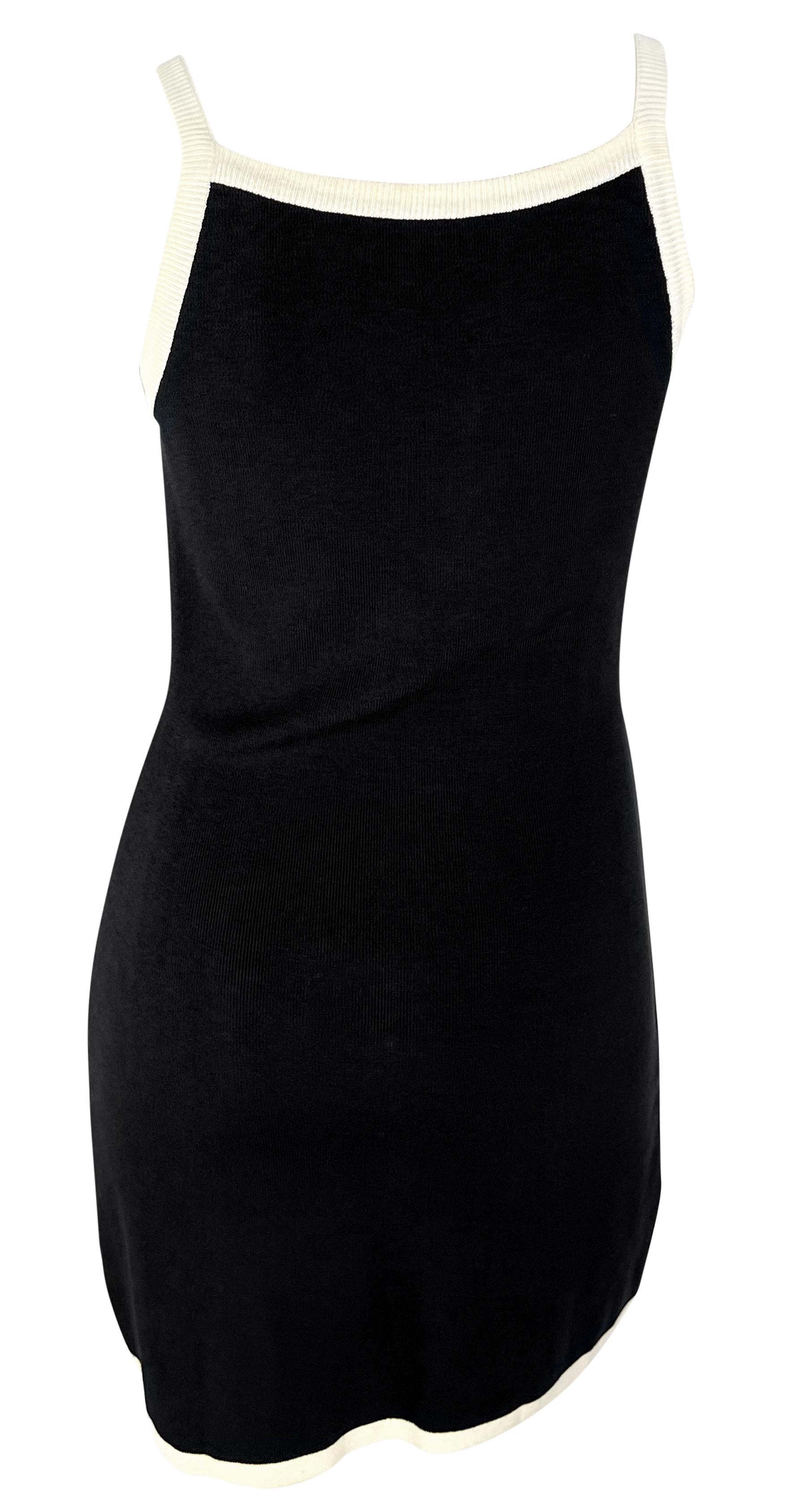 De las mujeres NWT 1990 Dolce & Gabbana Mini Vestido de punto sin mangas Bodycon con ribetes blancos y negros