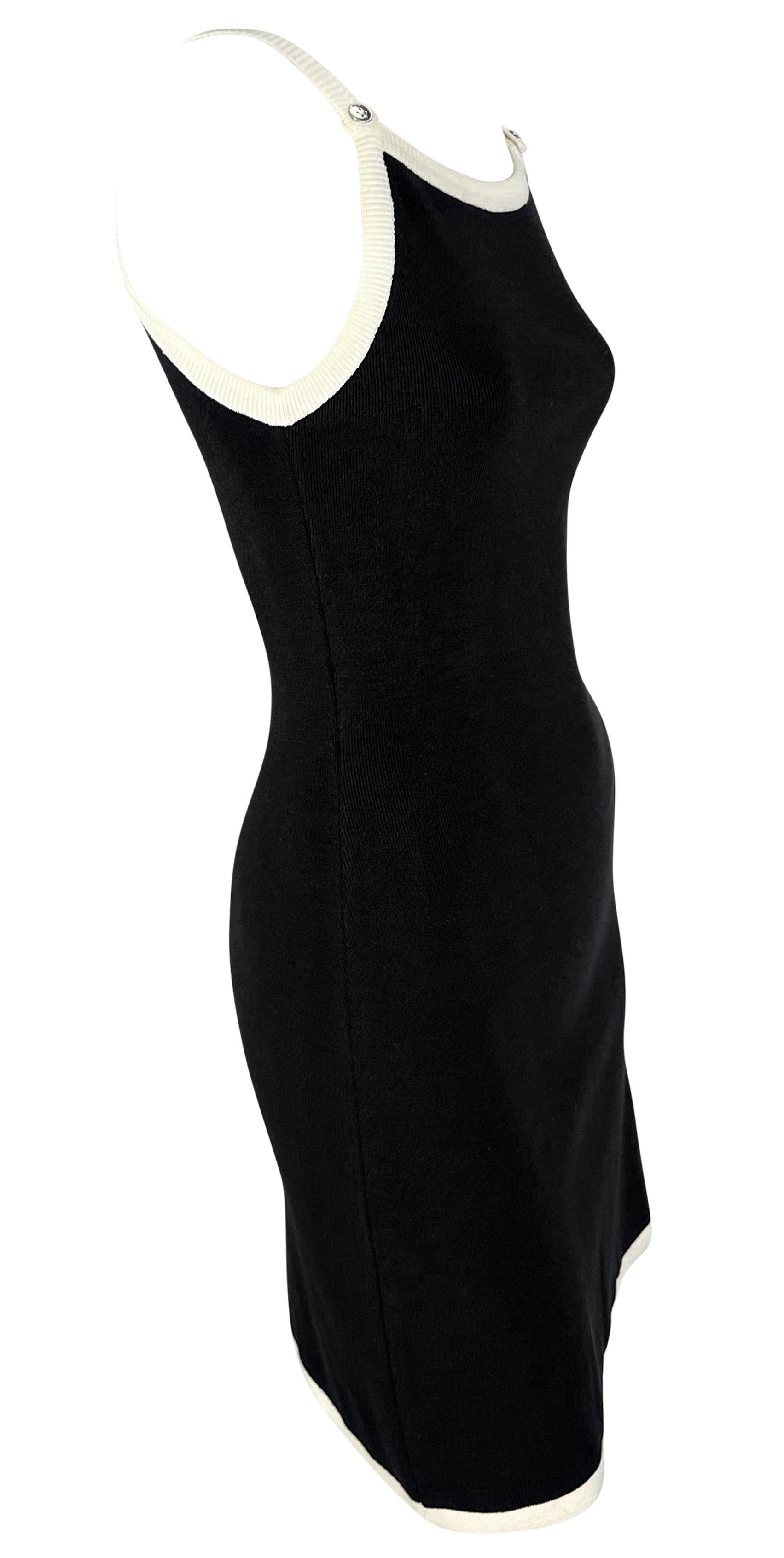NWT 1990 Dolce & Gabbana Mini Vestido de punto sin mangas Bodycon con ribetes blancos y negros 1