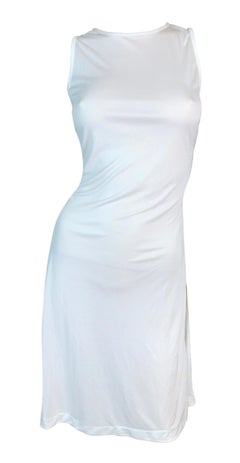 NWT 1990's Dolce & Gabbana Semi-Sheer White Slinky Side Slits Dress