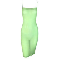 NWT 1990's Dolce & Gabbana Sheer Green Mesh Bodycon Dress