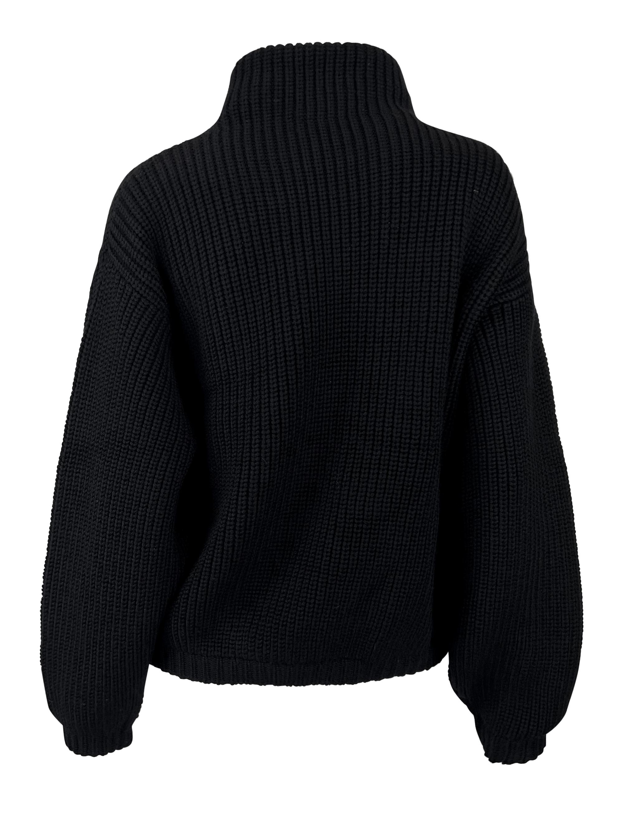 NWT 1990s Donna Karan Black Mock Neck Oversized Wool Sweater In New Condition In West Hollywood, CA