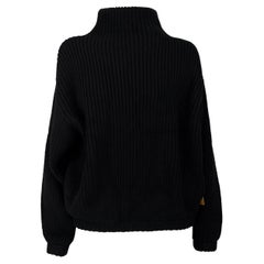 NWT 1990s Donna Karan Black Mock Neck Oversized Wool Sweater