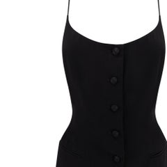 NWT Anni '90 Donna Karan Set completo pantalone e canotta in seta nera con spalline sottili (10)