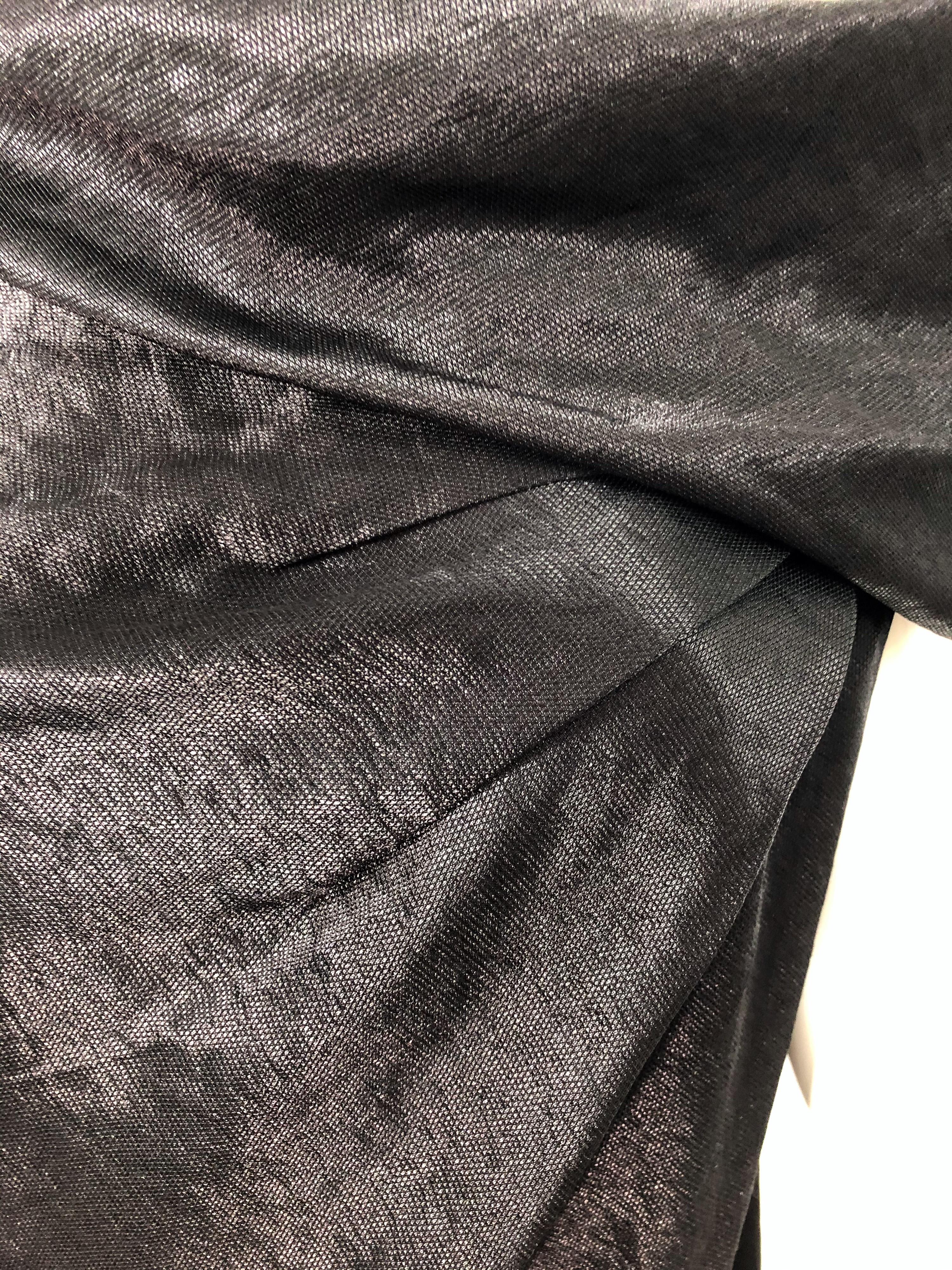 NWT 1990s Donna Karan Size 8 Black Metallic Rayon Off - Shoulder Vintage Dress For Sale 5