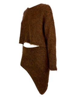 1990s Fendi by Karl Lagerfeld Copper Metallic Asymmetric Mini Skirt Sweater Set