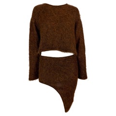 1990s Fendi by Karl Lagerfeld Copper Metallic Asymmetric Mini Skirt Sweater Set