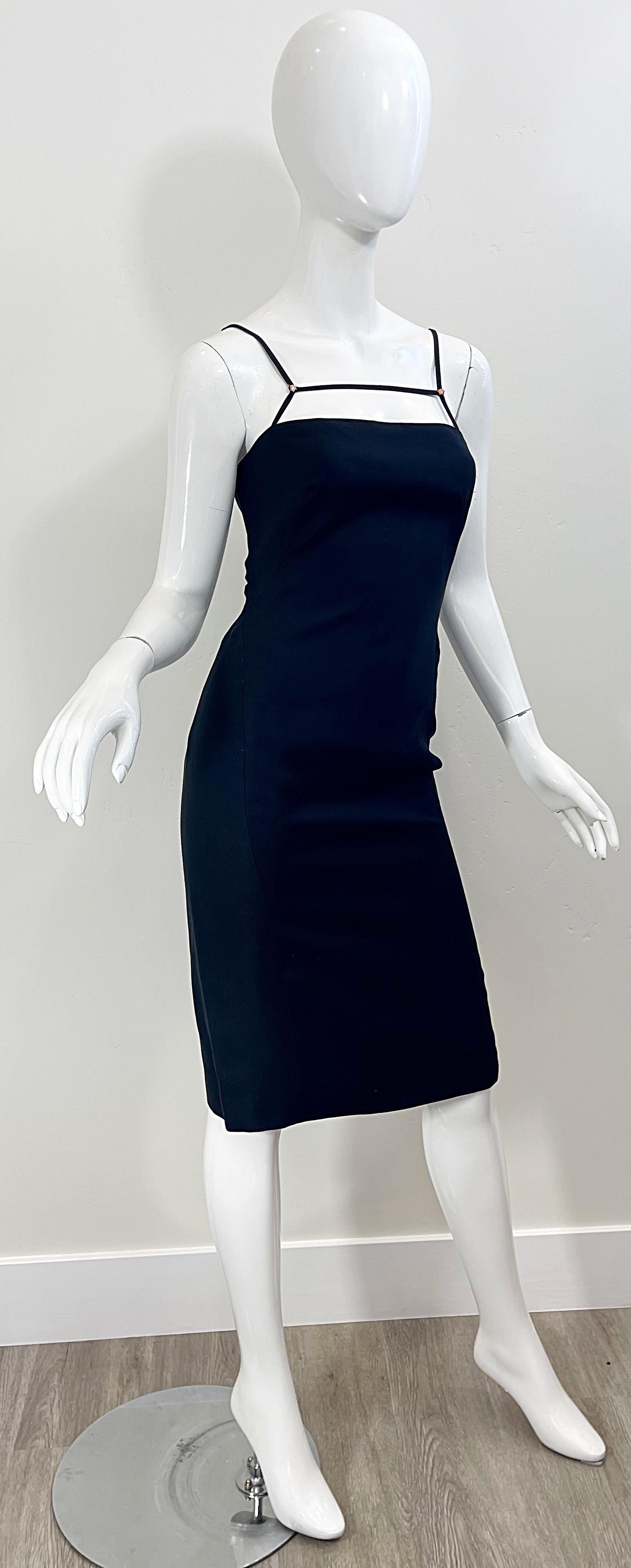 NWT 1990s Gianni Versace Couture Size 40 / 4 Black Silk Vintage Bondage Dress 8