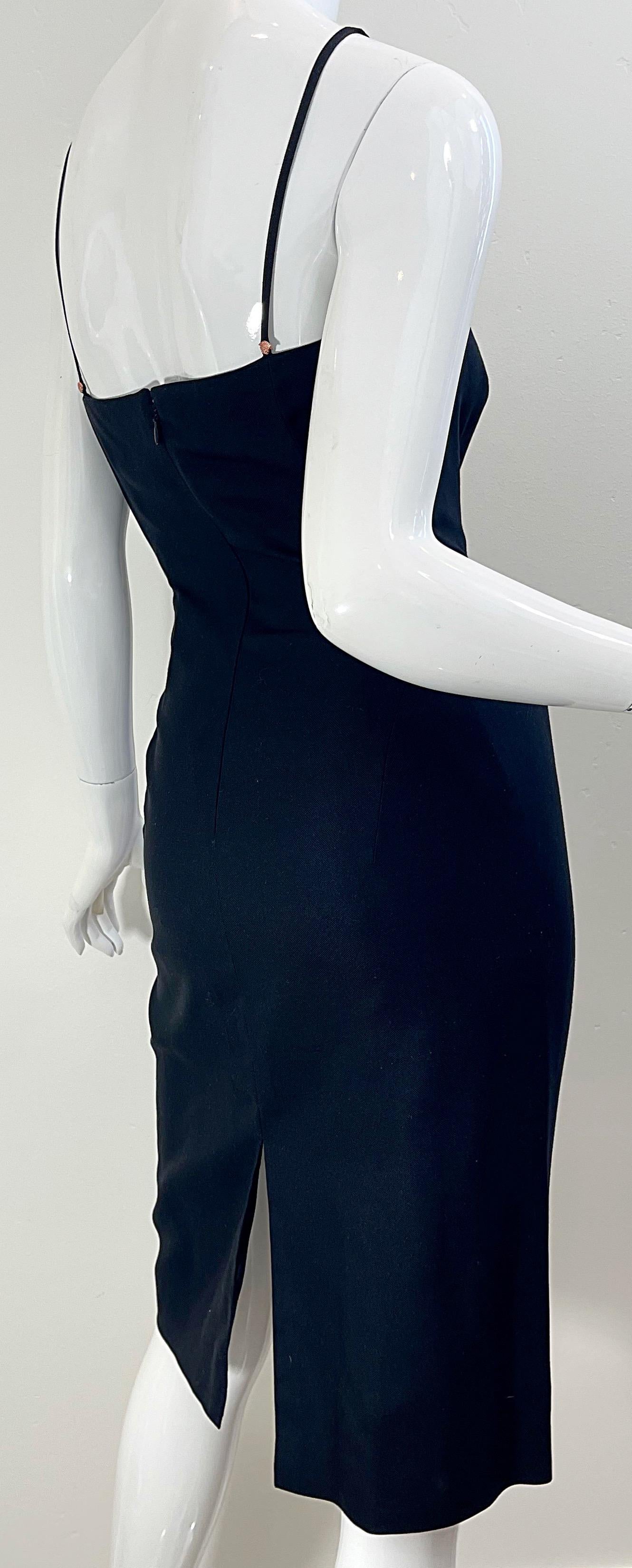 NWT 1990s Gianni Versace Couture Size 40 / 4 Black Silk Vintage Bondage Dress 10