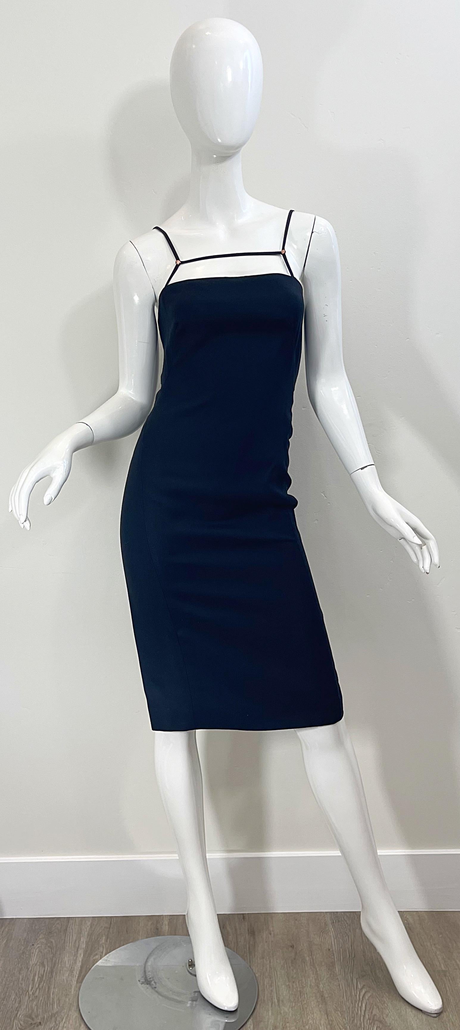 NWT 1990s Gianni Versace Couture Size 40 / 4 Black Silk Vintage Bondage Dress 11
