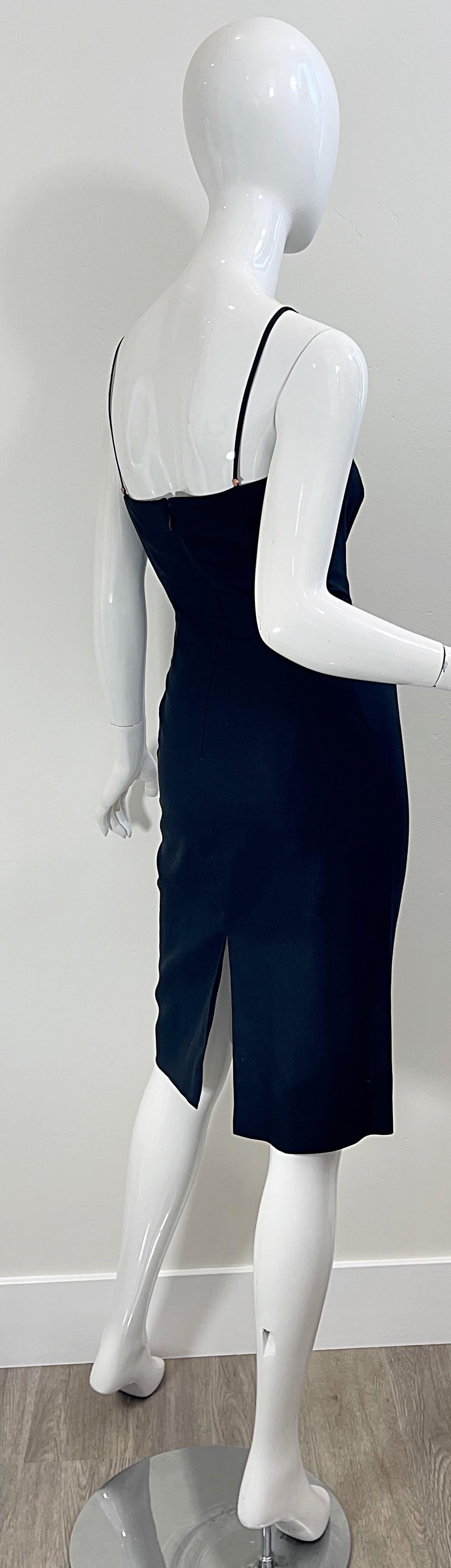 NWT 1990s Gianni Versace Couture Talla 40 / 4 Seda Negra Vestido Bondage Vintage en venta 2