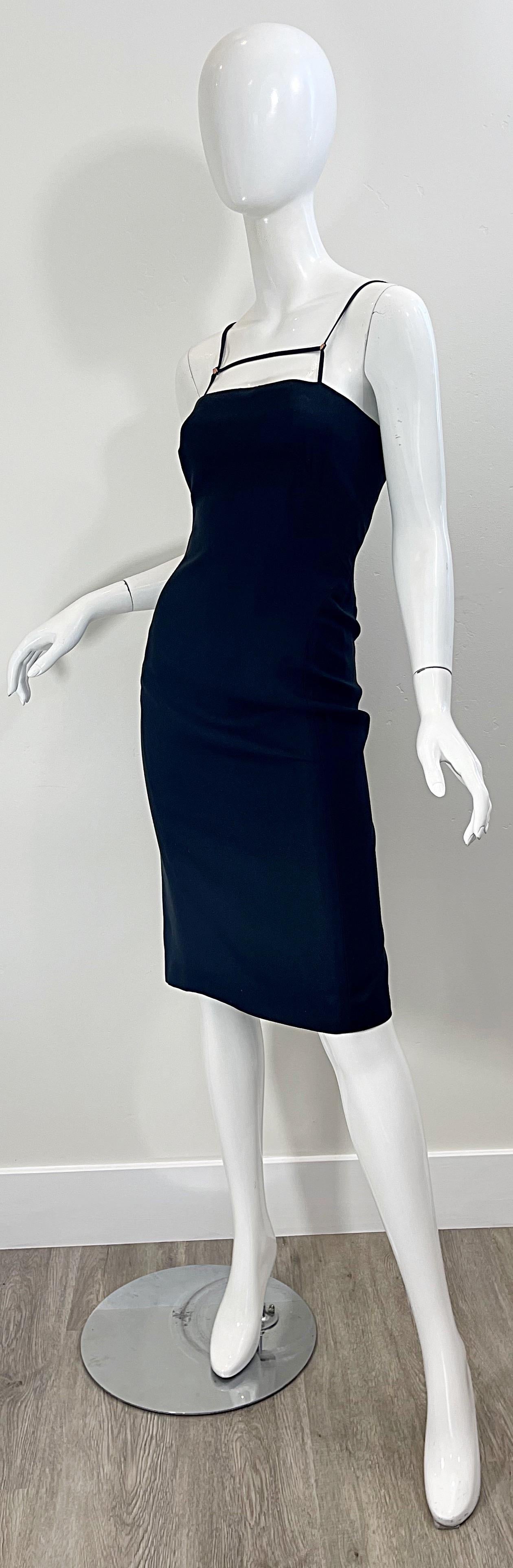 NWT 1990s Gianni Versace Couture Size 40 / 4 Black Silk Vintage Bondage Dress 5