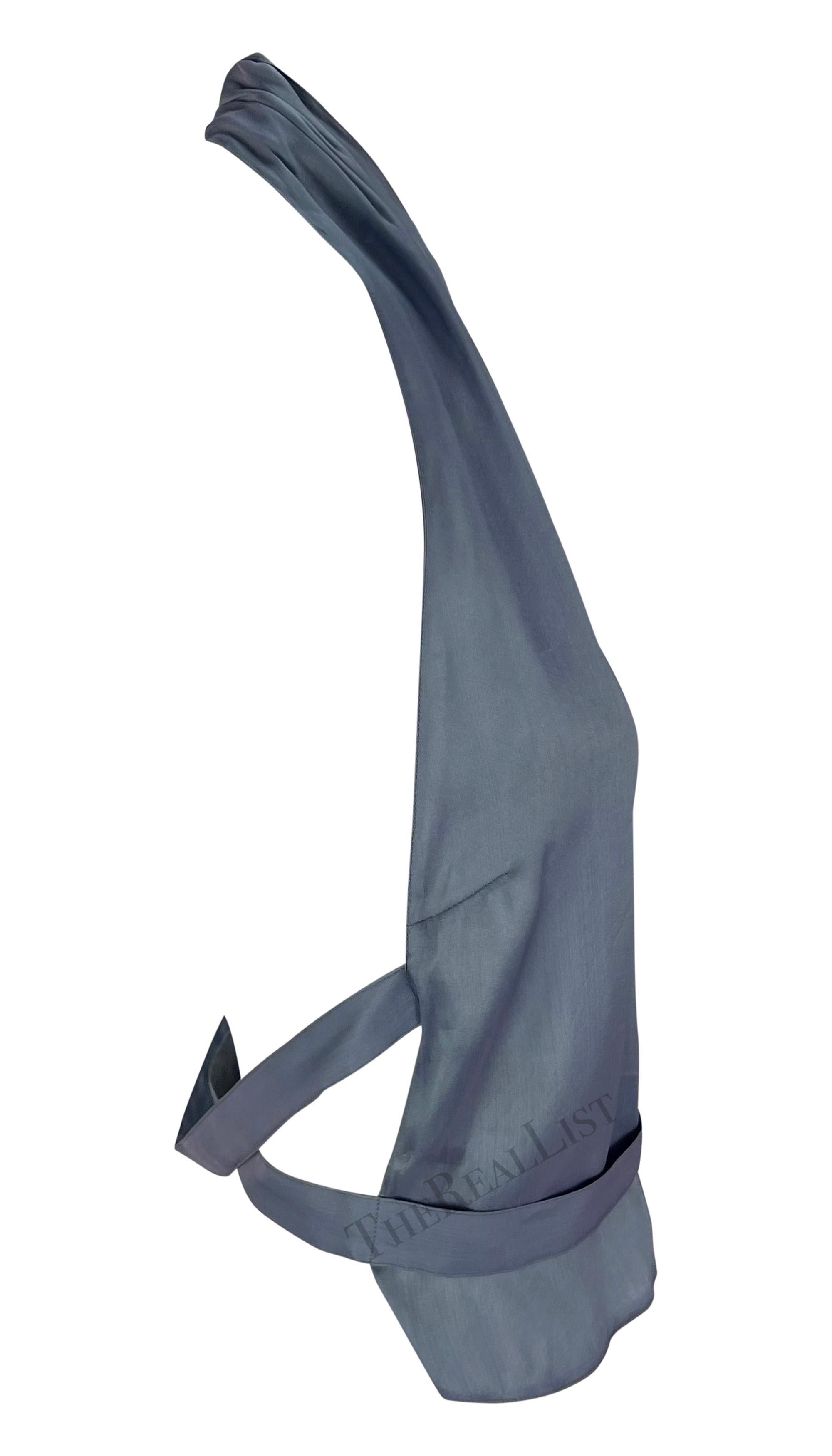 Women's NWT 1990s Giorgio Armani Blue Silk Backless Halter Crop Top