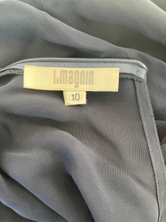 NWT 1990s I Magnin Size 10 Sheer Navy Blue Long Sleeve Vintage 90s Maxi Dress