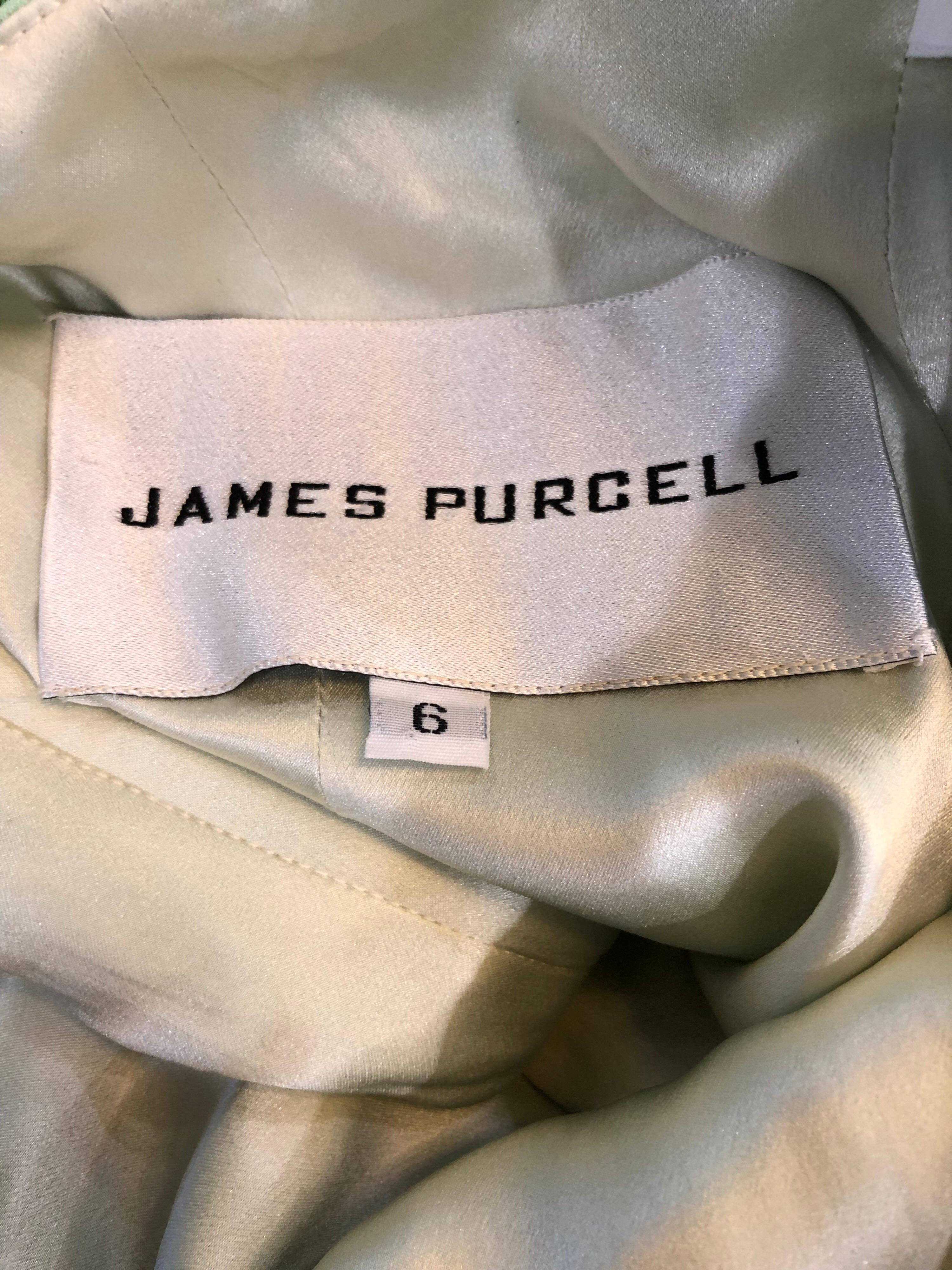 NWT 1990er James Purcell Größe 4 / 6 Mintfarbenes Sherbet-Grün-Gold Racerback-Seidenkleid Damen im Angebot