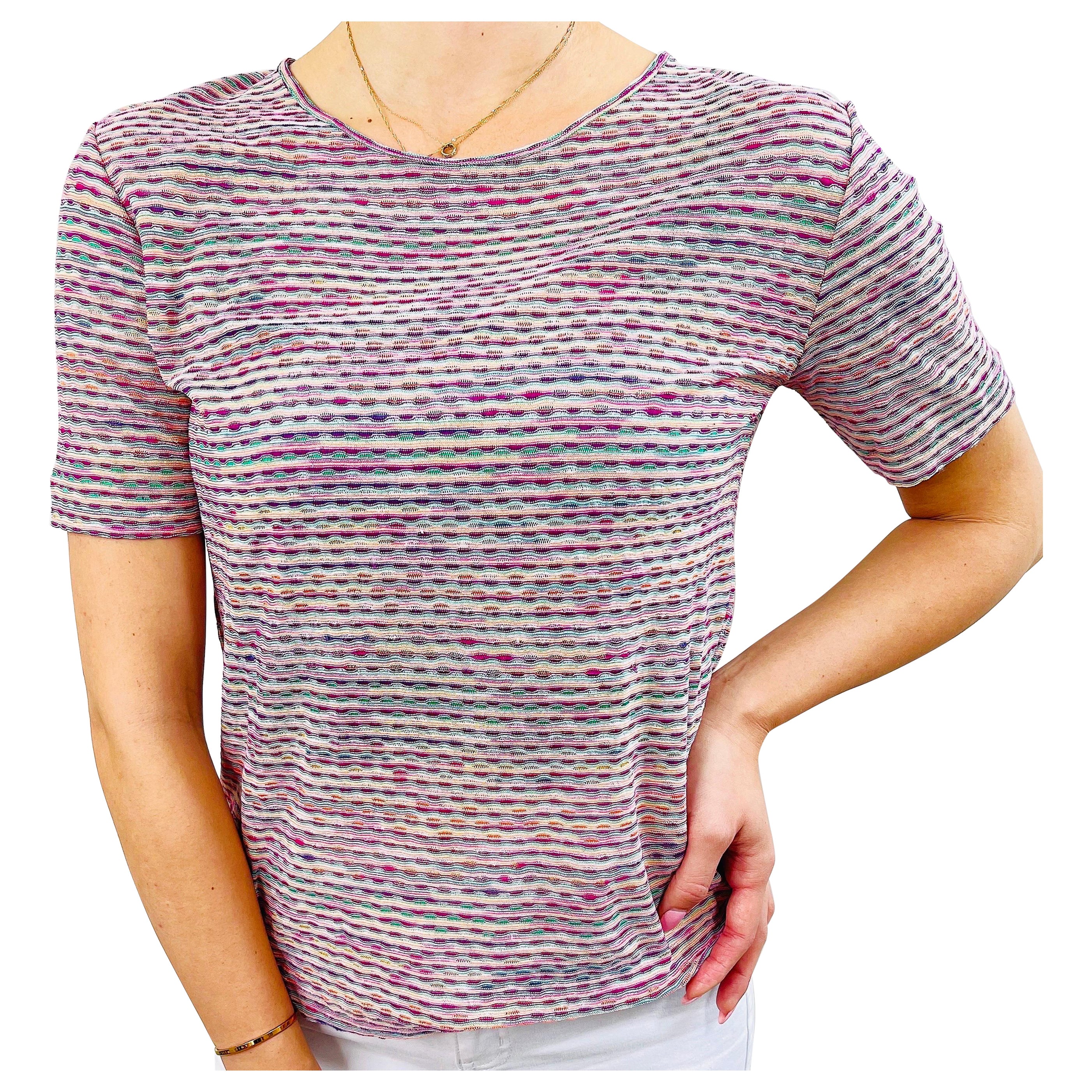 NEU 1990er Missoni Sport Größe 44 / 8-10 Mehrfarbige Vintage 90er Teehemdbluse, Vintage, neu mit Etikett, Vintage