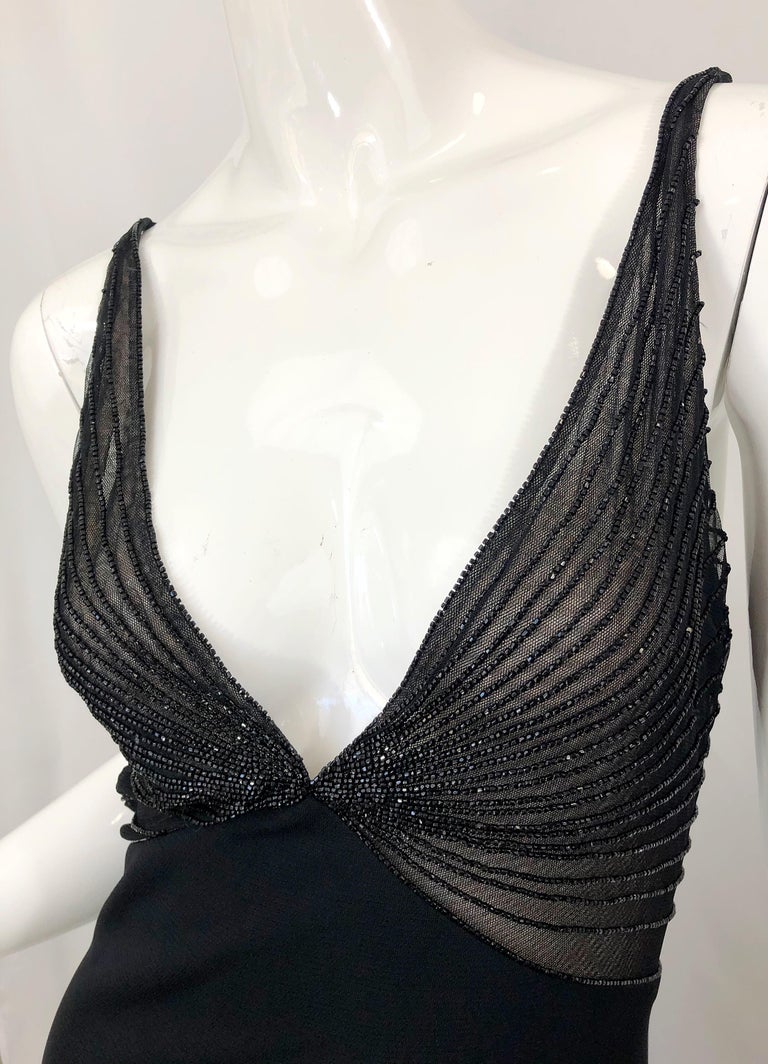 NWT 1990s Randolph Duke Couture Size 12 Black 90s Plunging Semi Sheer ...
