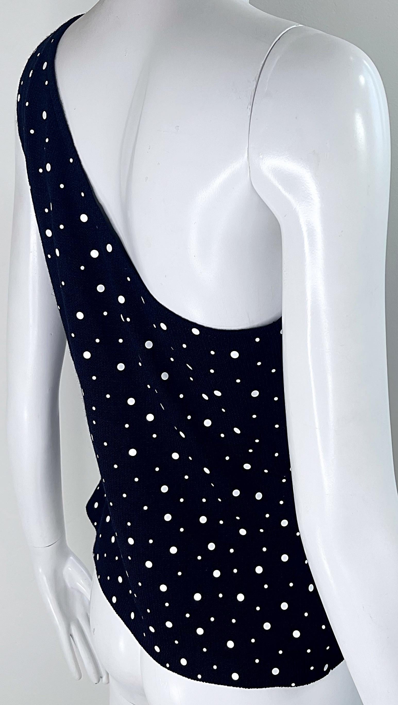 NWT 1990s St. John Collection by Marie Gray Size 8 Black White Polka Dot Top For Sale 8