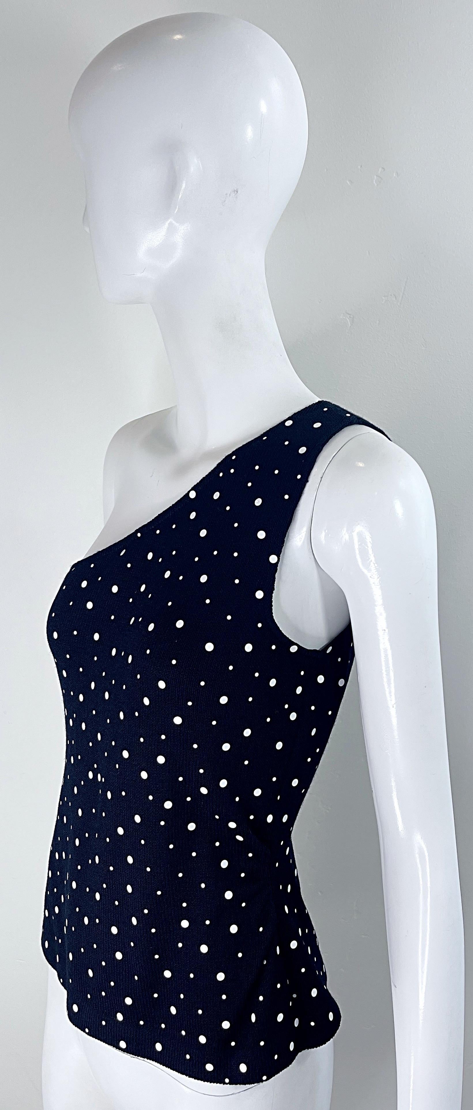 NWT 1990s St. John Collection by Marie Gray Size 8 Black White Polka Dot Top For Sale 9