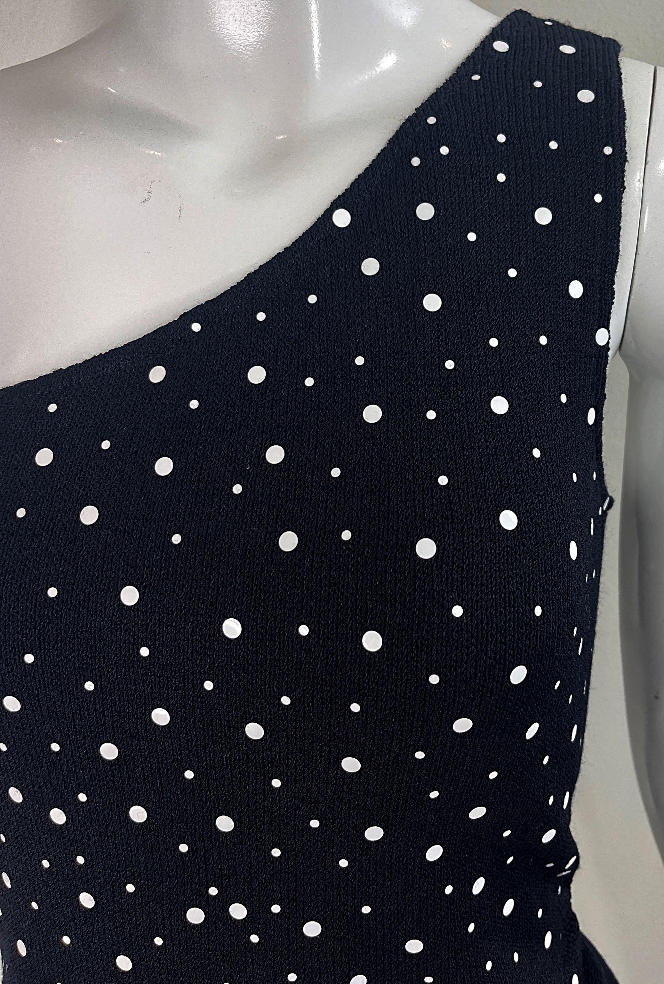 NWT 1990s St. John Collection by Marie Gray Size 8 Black White Polka Dot Top For Sale 5