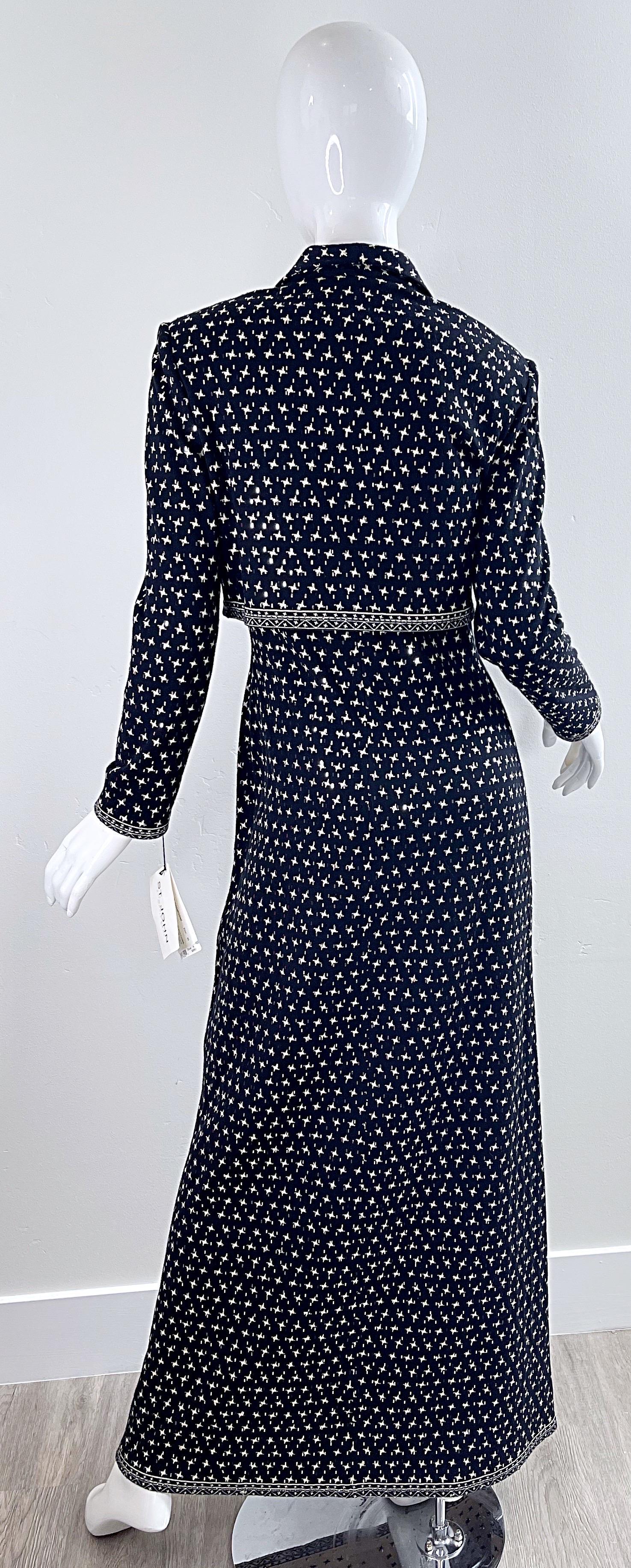 NWT 1990s St. John Evening Houndstooth Sequin Vintage 90s Knit Gown + Bolero  For Sale 9