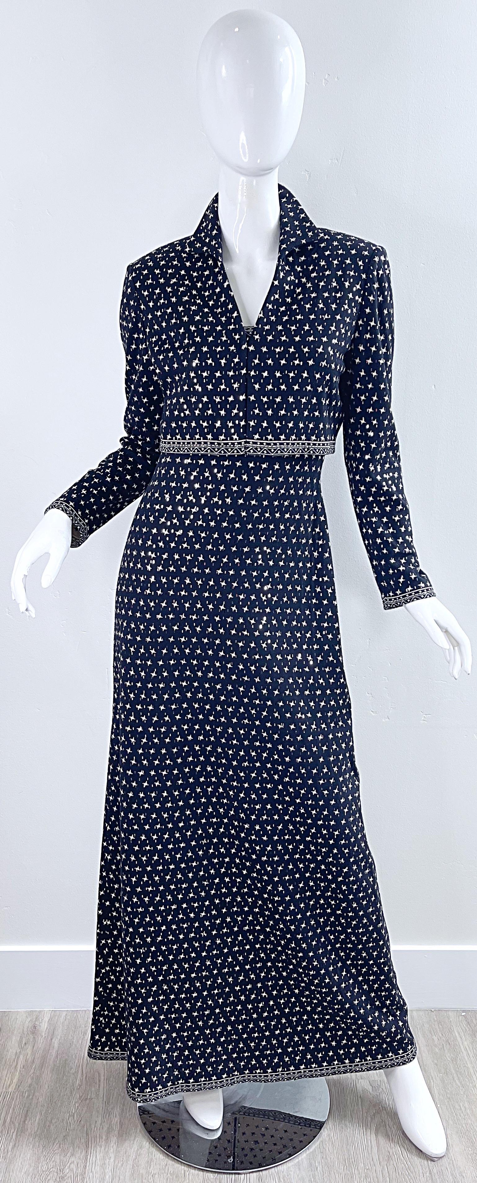 NWT 1990s St. John Evening Houndstooth Sequin Vintage 90s Knit Gown + Bolero  In New Condition For Sale In San Diego, CA